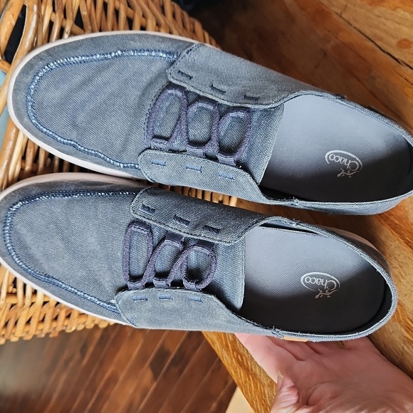 CHACO‎ Men’s Gray-bluish Canvas Slip-on Casual Loafer Shoes Sz 12 - Picture 4 of 16